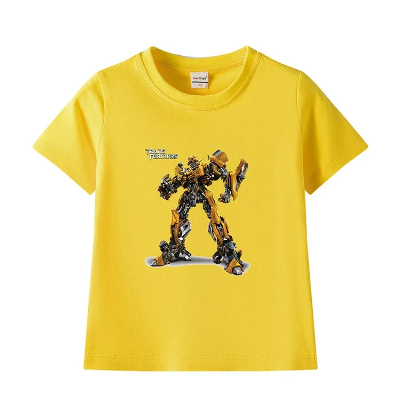 

Deformable Steel Children's Clothing T-shirt Pure Cotton Children's Summer Clothing 2026 New Round Neck Parent Child T-shirt
