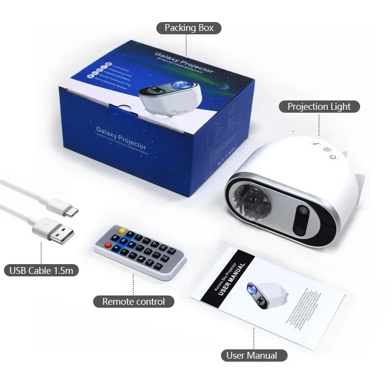 Starry Sky Light Bluetooth Laser Projection Light Indoor Atmosphere Surrounding Light USB Rotating Music Remote Control