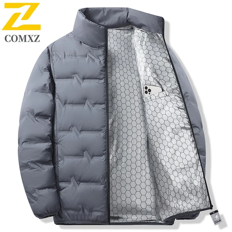 

COMXZ Men Bread Jacket Classic Streetwear Stand Collar Snow Activities Daily Use Warm Lightweight Padding Coat Outdoor Trips