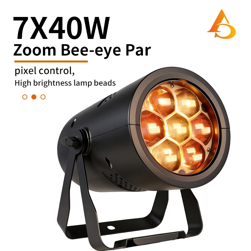 aicpose 7x40w LED pixel Bees Eye PAR lights RGBW DMX control suitable for DJ disco family partie nightclubs bars wedding other