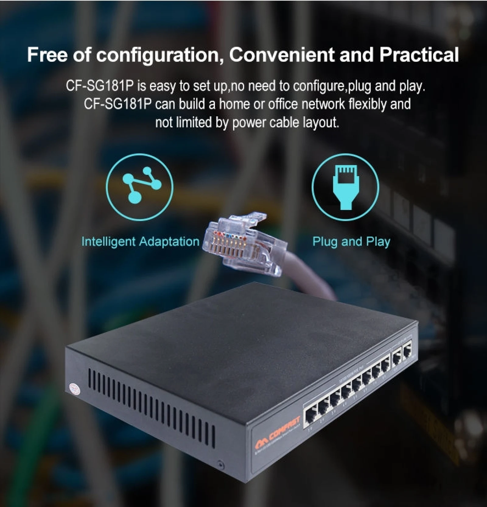 COMFAST CF-SG181P 10 Port Gigabit POE Ethernet Switch 20Gbps Backplane Bandwidth Monitoring