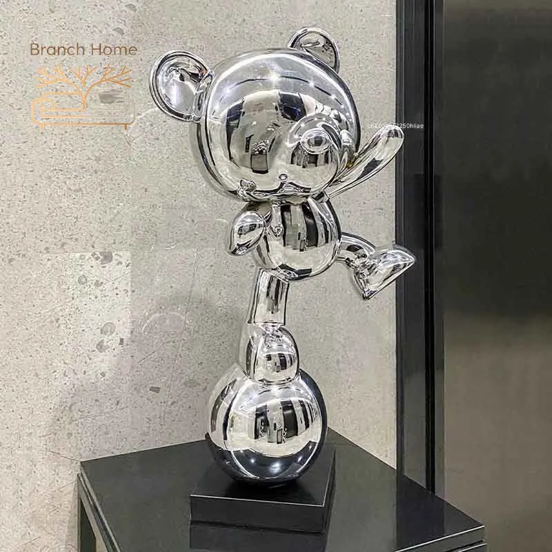 Room Decor, Teddy Bear Sculpture Ornament, Electroplated Crafts Statues, Home Office Desktop Decoration, Luxury Artworks Gift