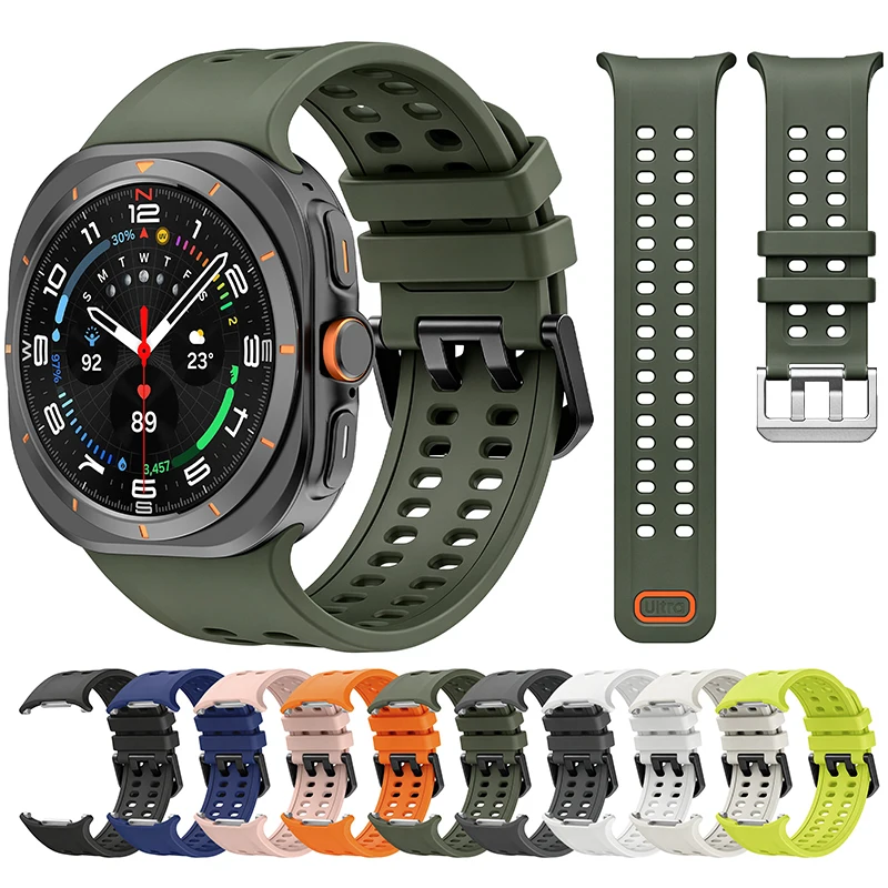 Atmungsaktives Silikonarmband für Samsung Galaxy Watch Ultra 2 2026 Marine Armband für Galaxy Watch Ultra 47mm Uhrenarmband