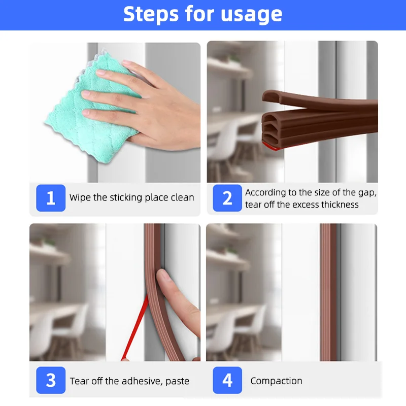 6m Long, Door and Window Door Seam Soundproof and Anti-Collision Seal Strip, Porous Soundproof Design, Coldproof, Warm, Soundpro
