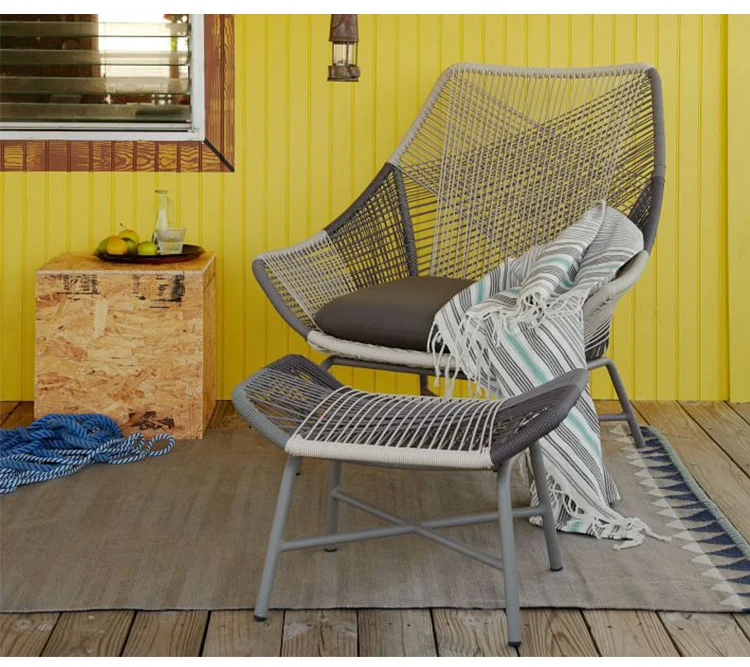 Nordic rattan chair and side table modular configuration options