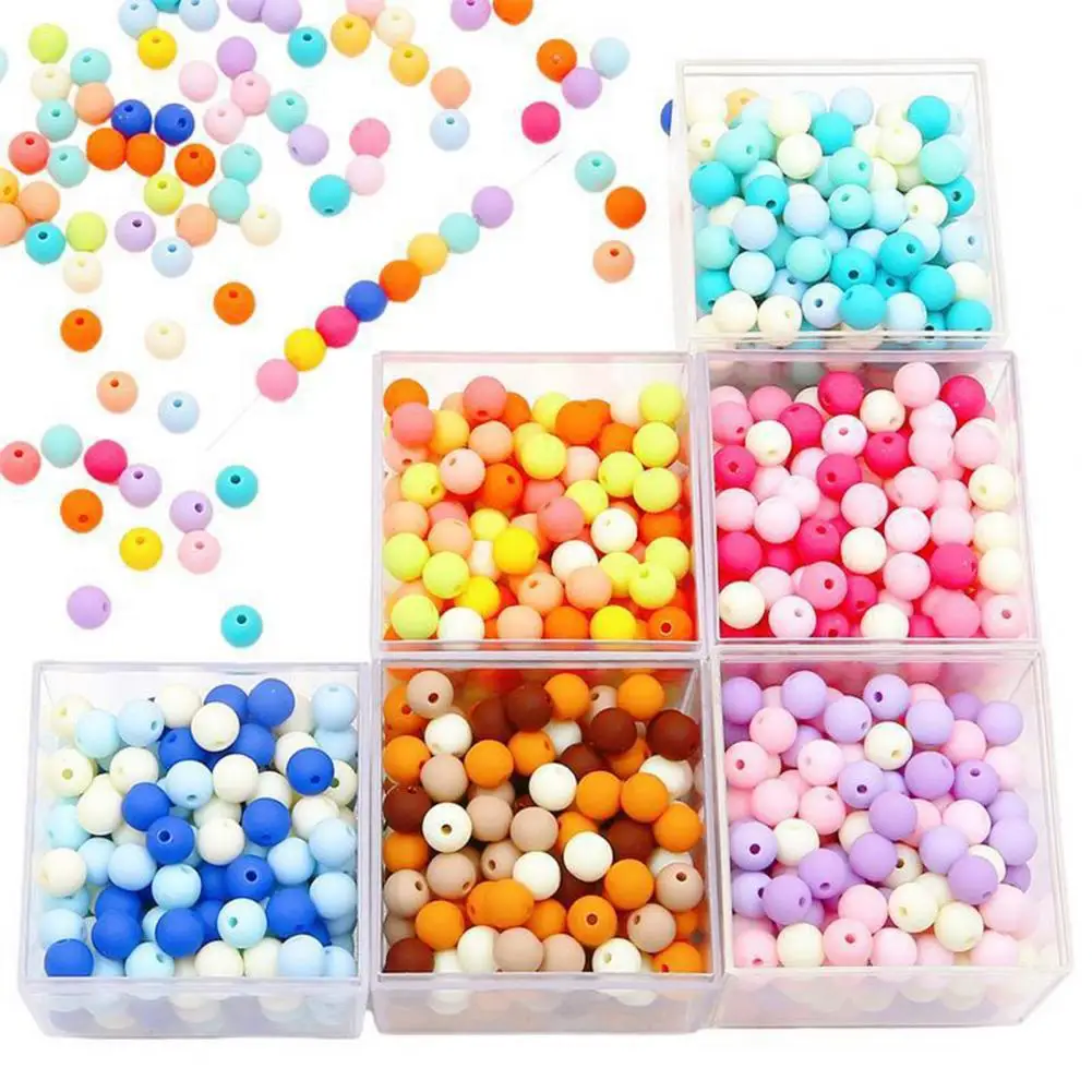 Acrylic Beads 100pcs Mixed Color Smooth Beads Bag Diy Bracelet Making Supplies Jewelry Craft Accessories for Designs Handmade