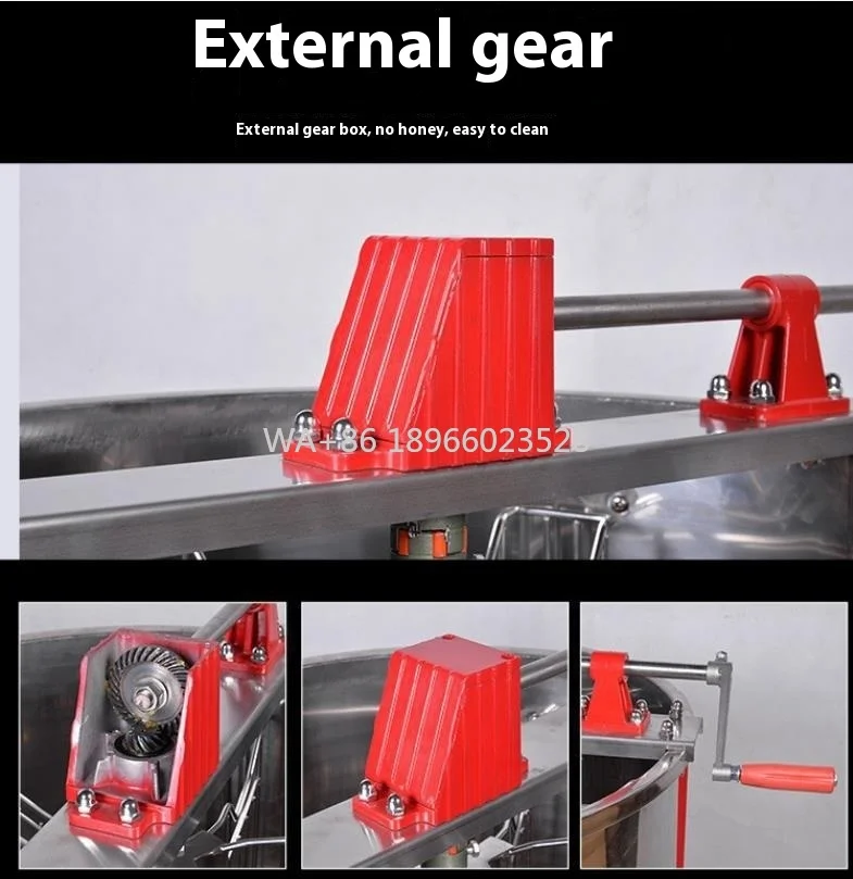 

with Bearing Frame Core Components Eight-Box Manual Stainless Steel Honey Shaker Beekeeping Tools for Farm Use 1-Year Warranty