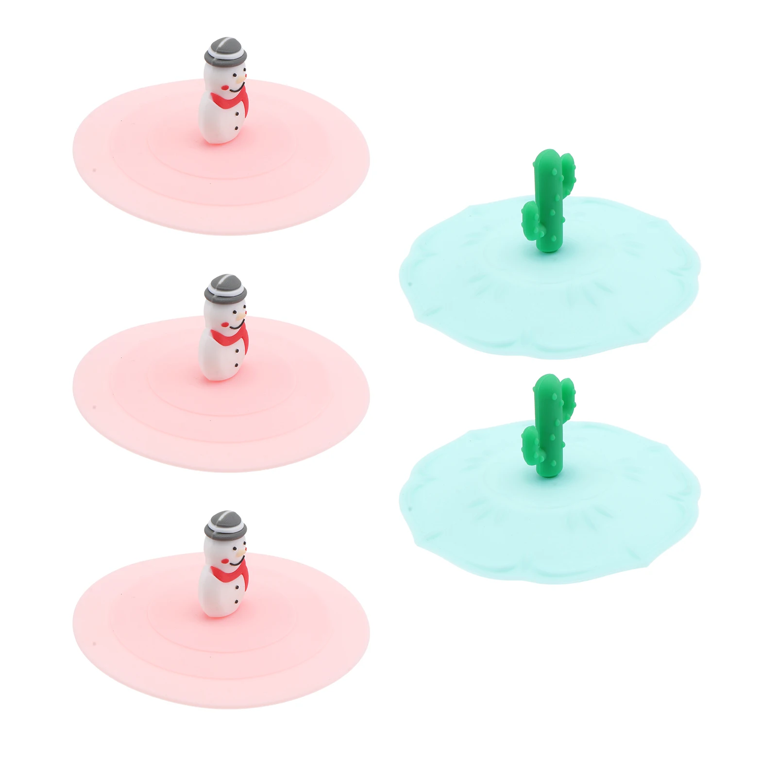 

5PCS Silicone Cup Lids Drink Mug Covers Cartoon Leakproof Sealed Multicolor Keep Warm Prevent Dust Reusable Ceramic Glass