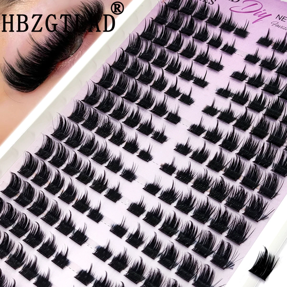 HBZGTLAD 15 Reihen Feenhafter Wimperncluster, Manga-Wimperncluster, Transparenter Spike Anime Wimpernverlängerungs-Make-up-Tool, Persönlicher Manga-Look