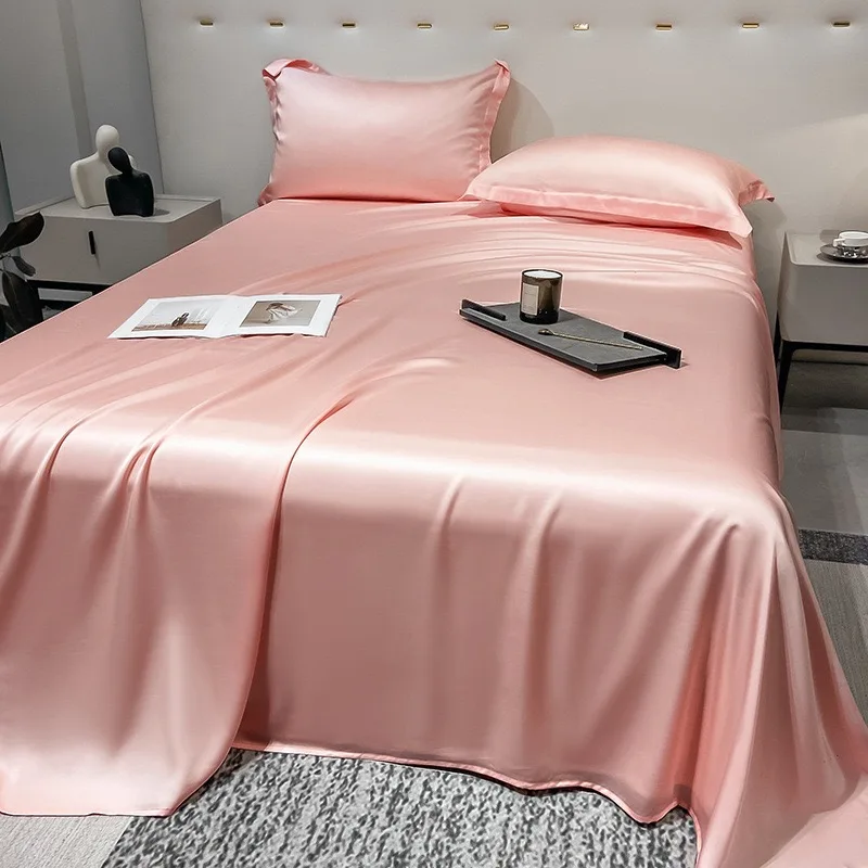 

High-end Lyocell Tencel bed sheets for summer nude sleep in solid color with a cool feeling, three-piece set of bed sheets