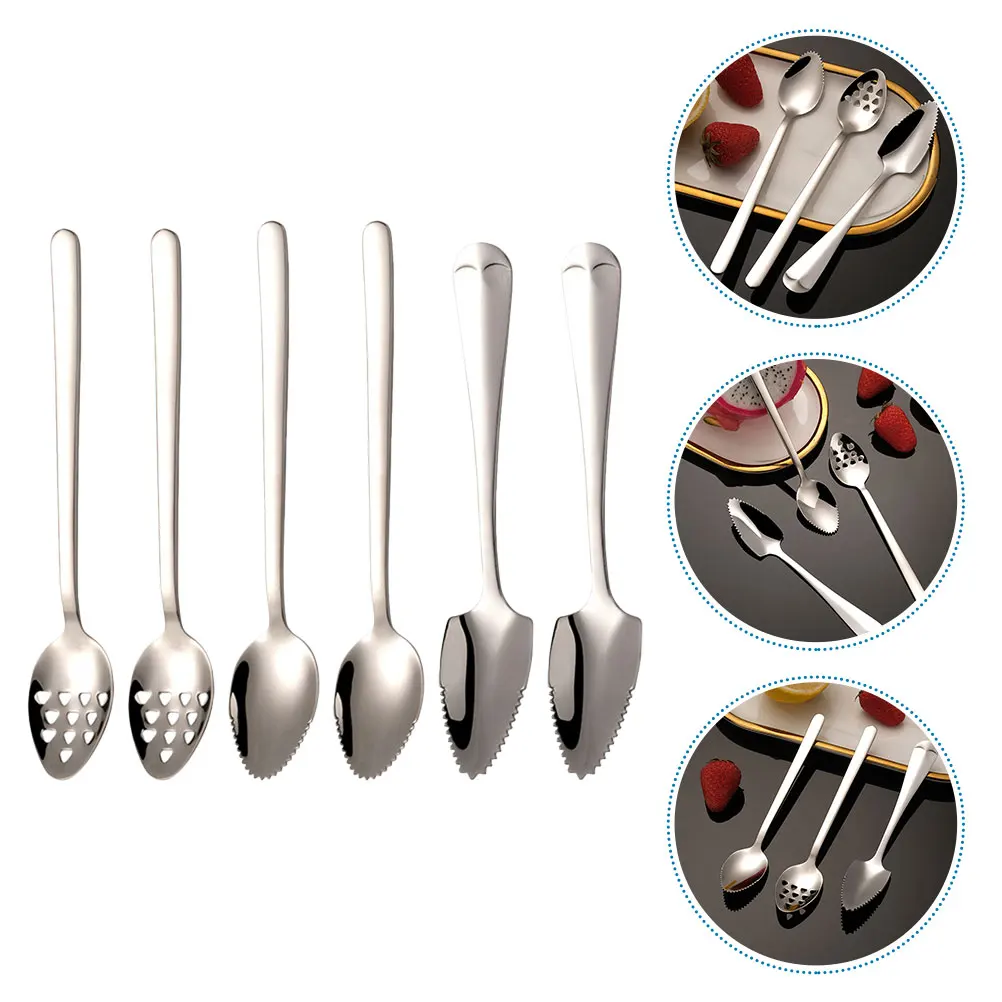 

6pcs Durable Stainless Steel Baby Fruit Puree Spoon Set Scraping Spoons Kiwi Supplementary Food Tools Kitchen Supply Lightweight