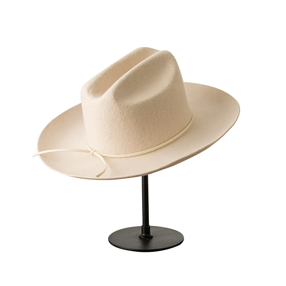 Luxury Designer Brand Women Wool Cowboy Hat Ladies Felt Jazz Winter Hats Wedding Church Dress Hats Chapeu Feminino