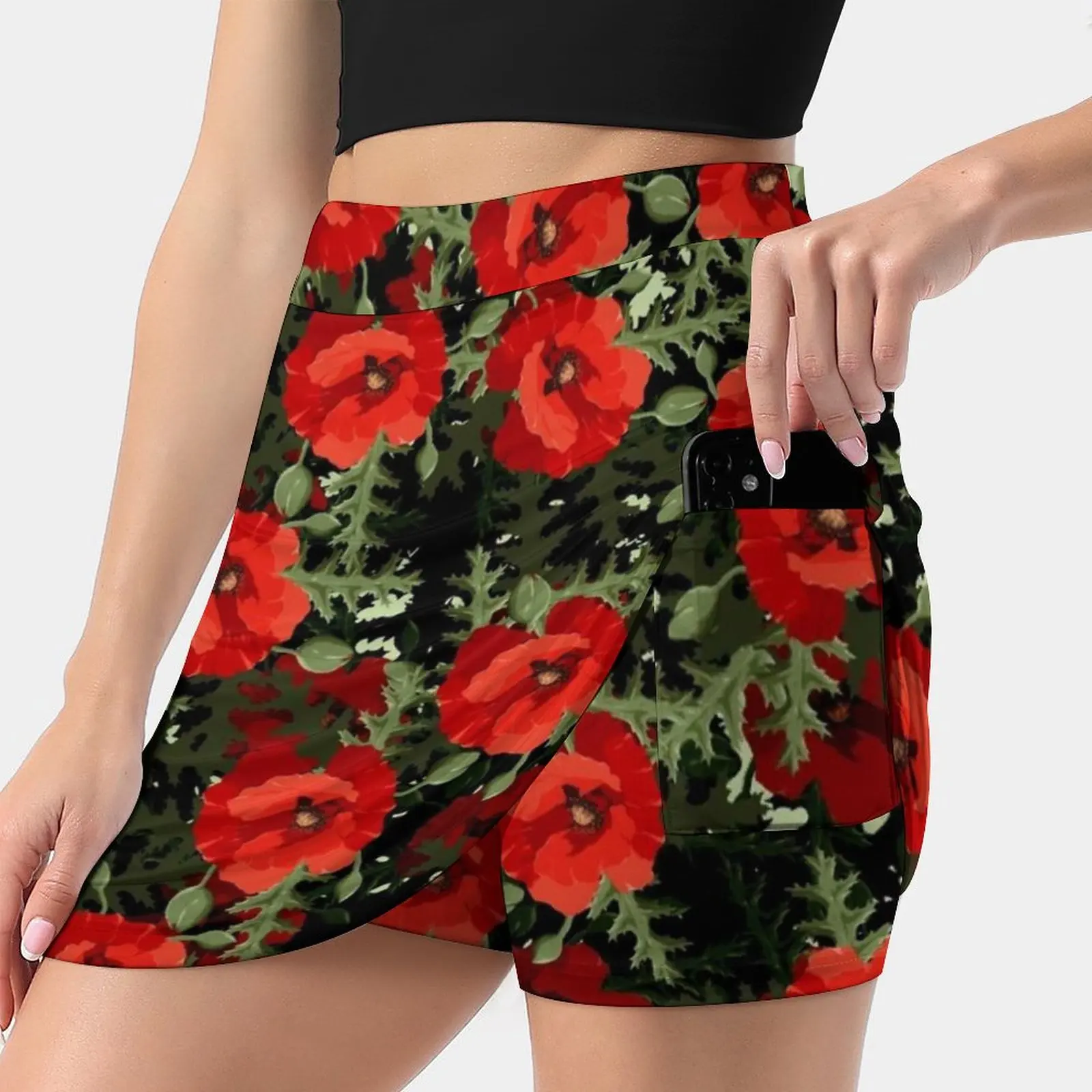 Bouquet Skirts Woman Fashion 2022 Pant Skirt Mini Skirts Office Short Skirt Flowers Flower Bouquet Petal Red Leaf Leafy Pretty