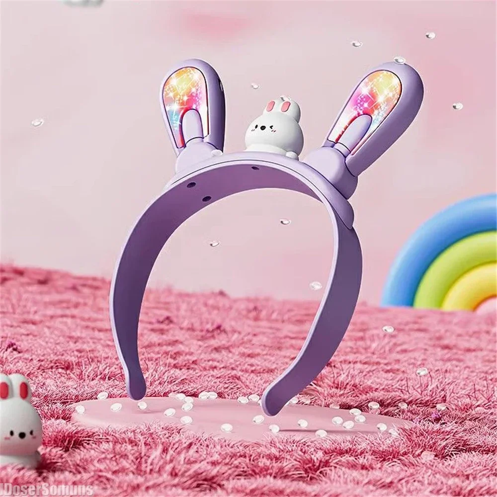 NEW Moving Rabbit Ear Glowing Headband Glow Dark Creative Birthday Party Kids Girls Princess Portable Party Toy Accessories