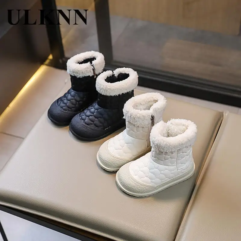 

Girls' Snow Boots Plush Thickened Children's Short Boots Winter Plush Children's Cotton Soles Baby Walking Shoes Short Boots