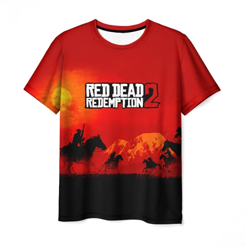 Red Dead Redemption 2 T-Shirts Game 3D Print Streetwear Men Women Fashion Oversized Short Sleeve T Shirt Kids Tees Tops Clothing