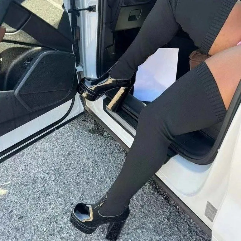 

Women Boots Platform Over The Knee Boots Fashion Thick Heel Plus Size High Heels Sexy Party Long Boot Slip on Stretch Sock Boots