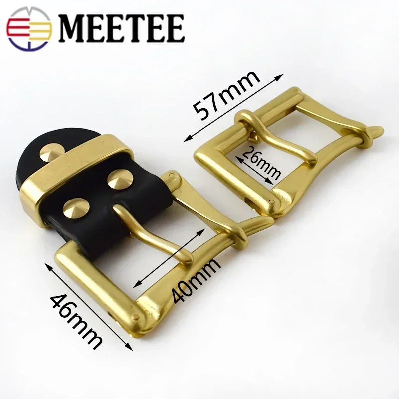 Meetee 1Pc 40mm Wide Belt Buckle Pure Brass Pin Buckles Repair Accessories Men\'s Band Head for 36-38mm Tape DIY Leather Craft