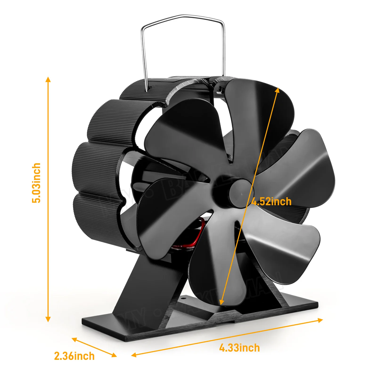 6 Blade Hot Electric Stove Fan Black Fireplace Mini Log Burner Eco-Friendly Quiet Fan Home Efficient Heat Distribution