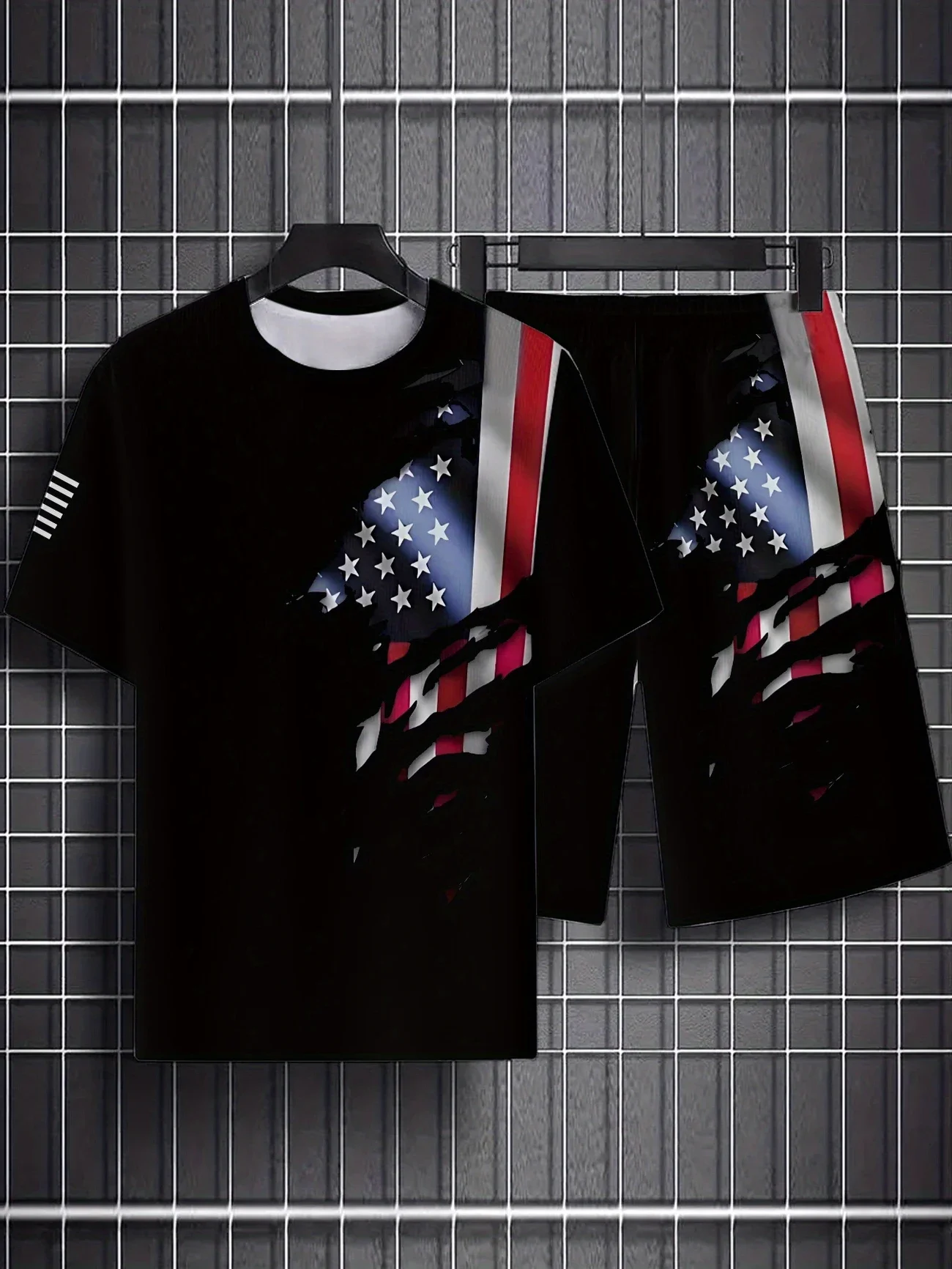 Leisure Sports Set Breathable Outdoor Casual Men's T-shirt and Pants Set Summer 3D Printing Set Adult Men