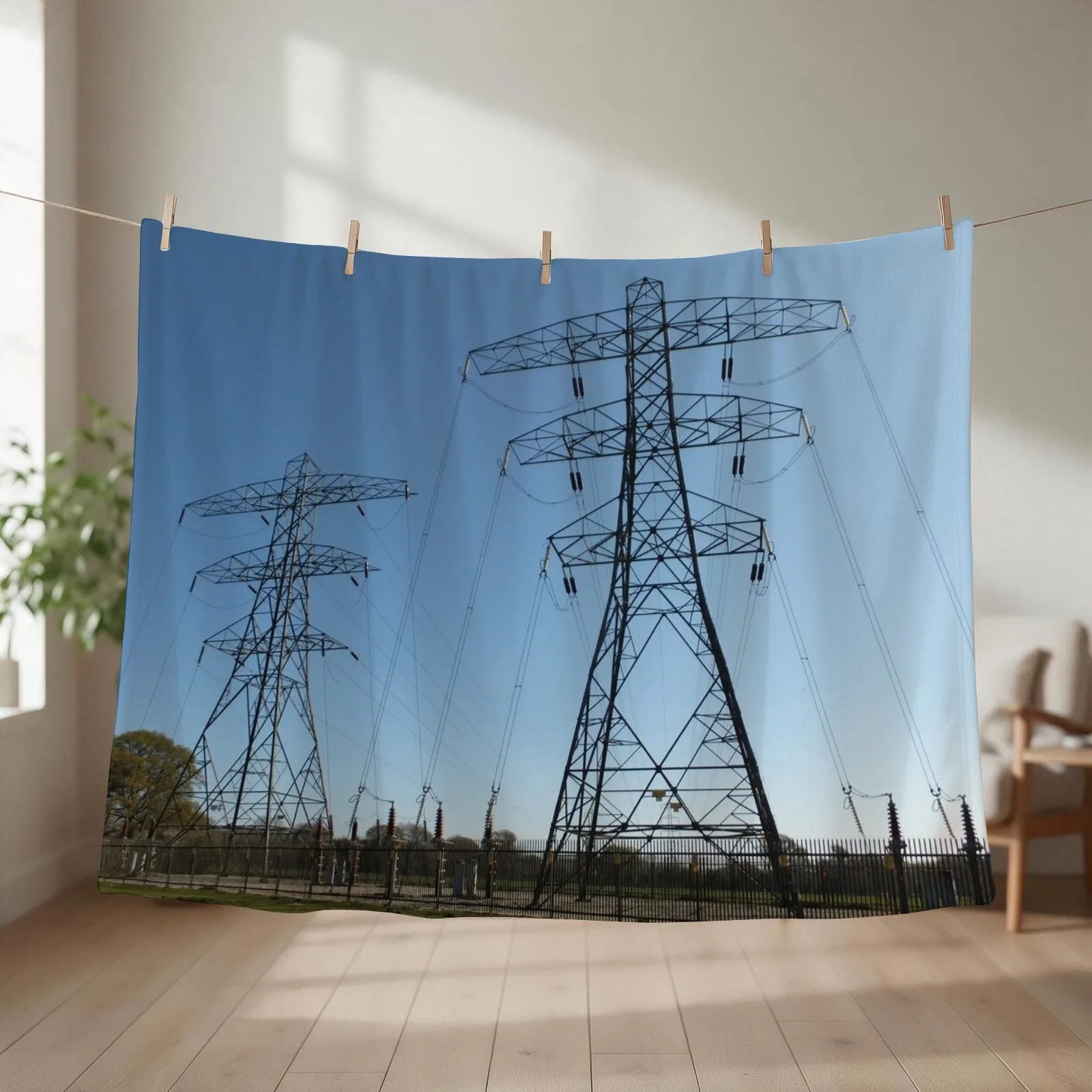 electricity pylons Throw Blanket Stuffeds Soft Plush Plaid for babies Beautifuls Blankets