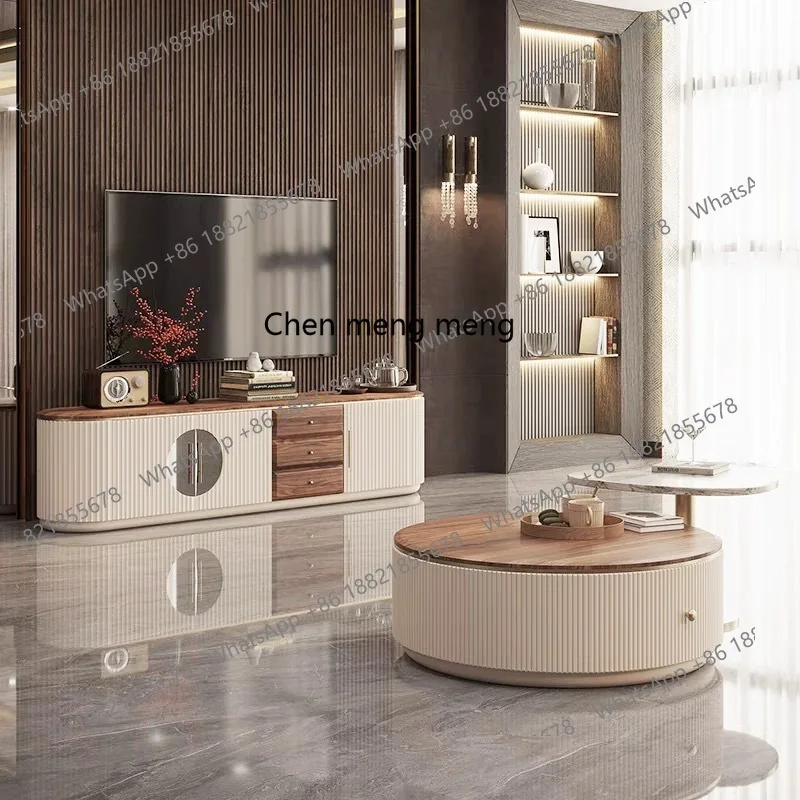 

Solid Wood TV Cabinet and Coffee Table Set Modern Simple Design for Small and Large Homes Designer Living Room Floor Cabinet