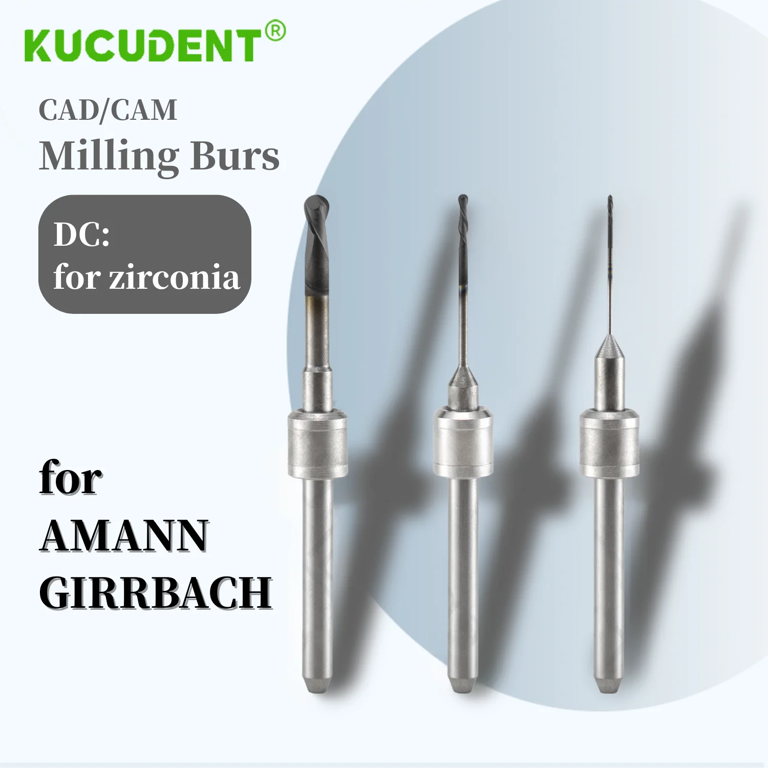 

KUCUDENT Dental Milling Burs for Amann Girrbach Zirconia Diamond Grinding Drills Milling Cutters 0.6 1.0 2.5mm Grinding Tool