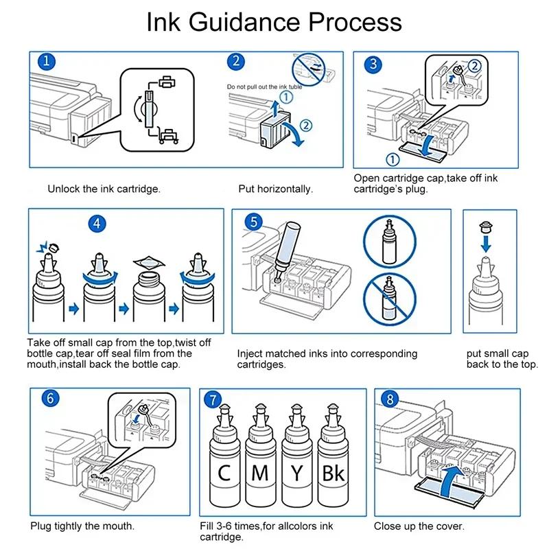 664 672 673 عبوة حبر صبغ حبر الطابعة ل EPN L100 L110 L120 L210 L310 L355 L360 L364 L365 L486 L550 L800 L805 L810 صبغ الحبر #6