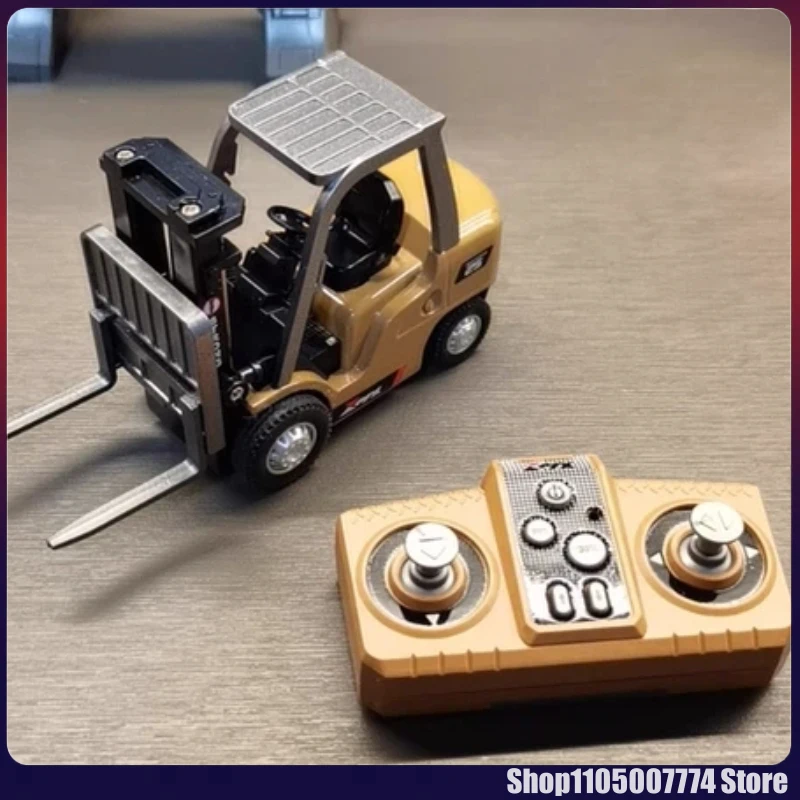 1/64 empilhadeira de liga com controle remoto, veículo de engenharia, brinquedos de mesa, modelo de coleção, presente para meninos