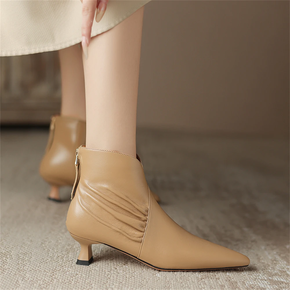 FEDONAS Cow Leather Boots Women Autumn Winter Ankle Boots High Heels Ankle Boots For Women Elegant Office Pumps