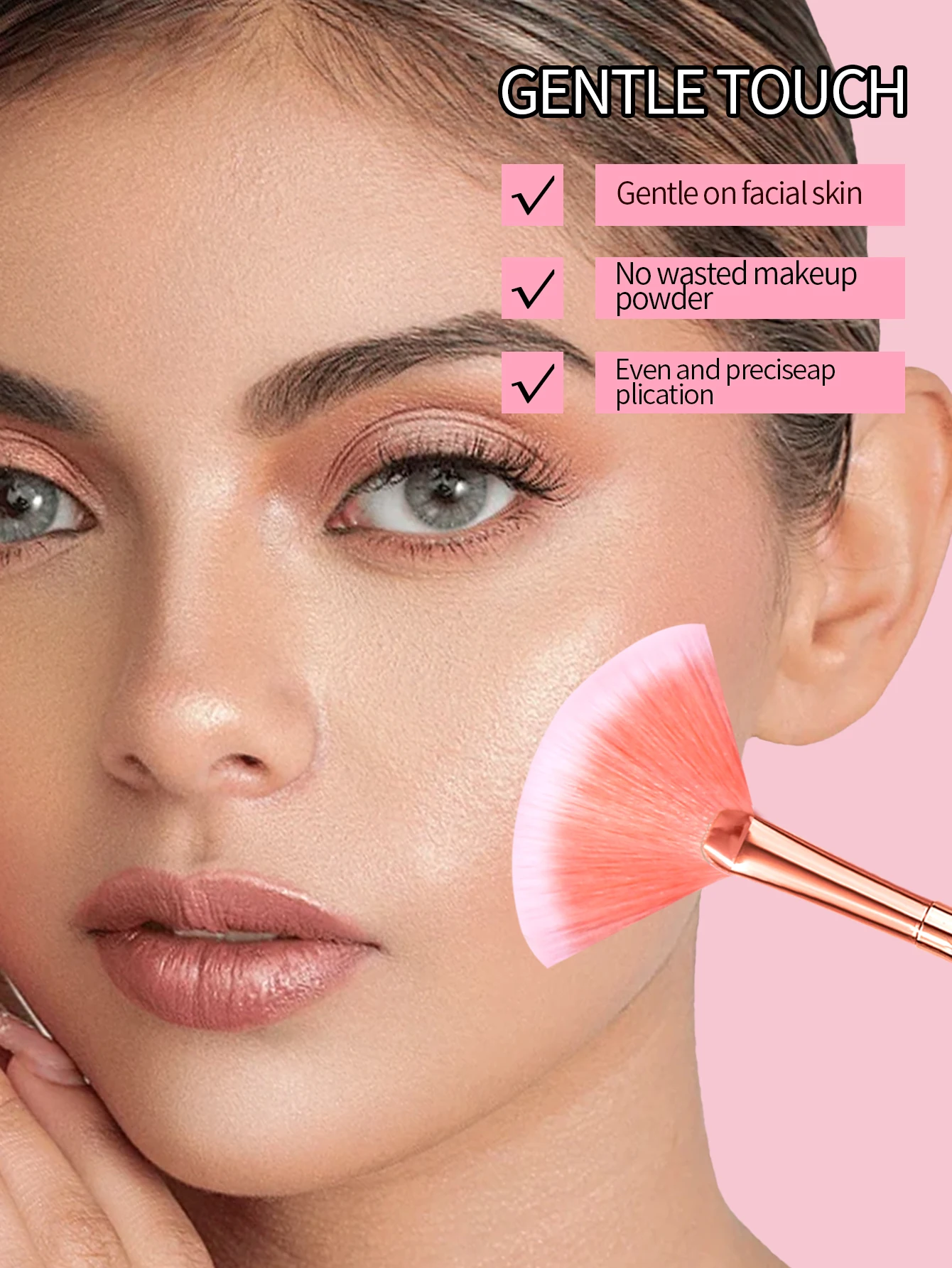 8 pezzi Pennello a forma di ventaglio con manico colorato, pennello per fard, pennello per contorno, pennello per ombretto, set di pennelli per trucco viso multifunzionale