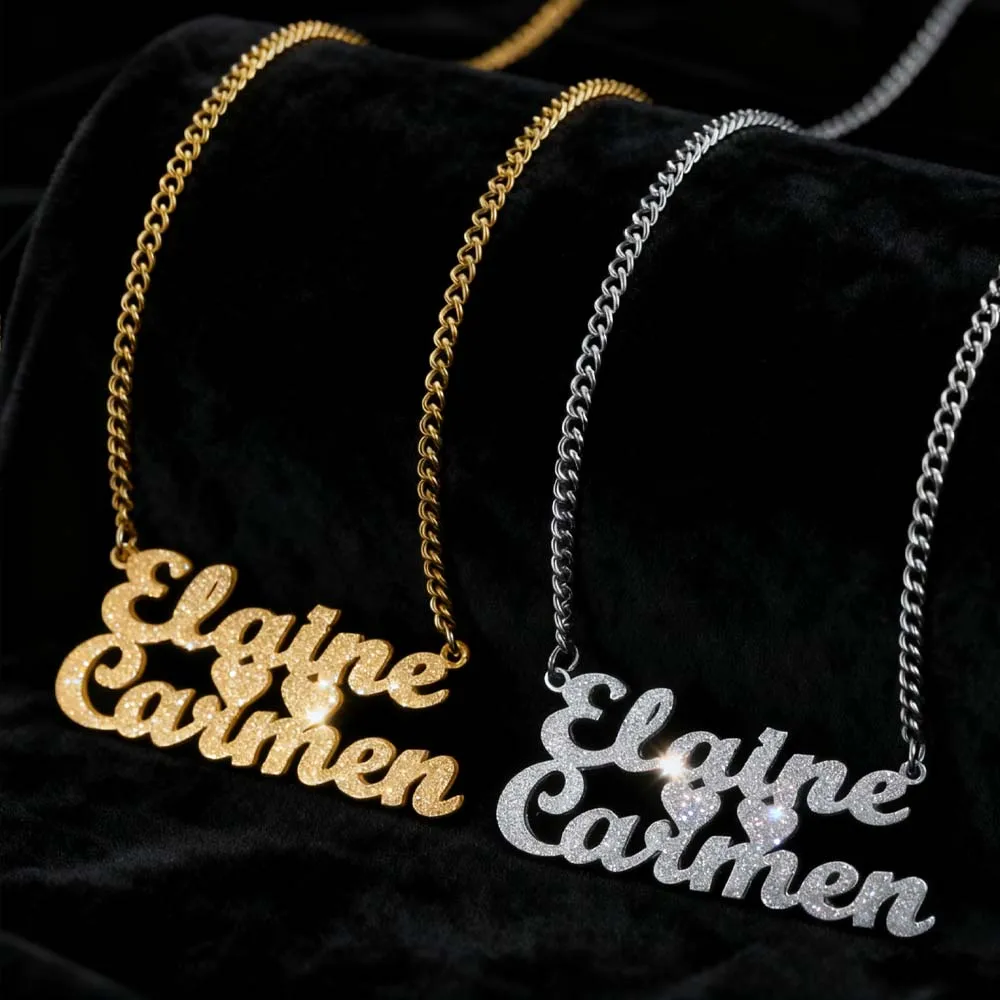 كبير الذهب اللون الفاخرة بلينغ قلادة اسم مخصص شخصية قلادة هدية للنساء الأسود سلسلة رجالية الفولاذ المقاوم للصدأ الهيب البوب #4