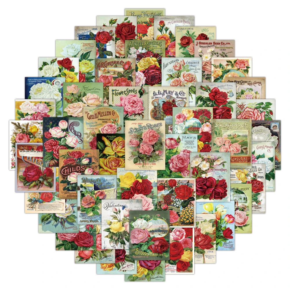 10/30/50PCS Vintage Flower Background Graffiti Decorative Sticker Skateboard WaterCup Guitar Laptop Skateboard ComputerWholesale