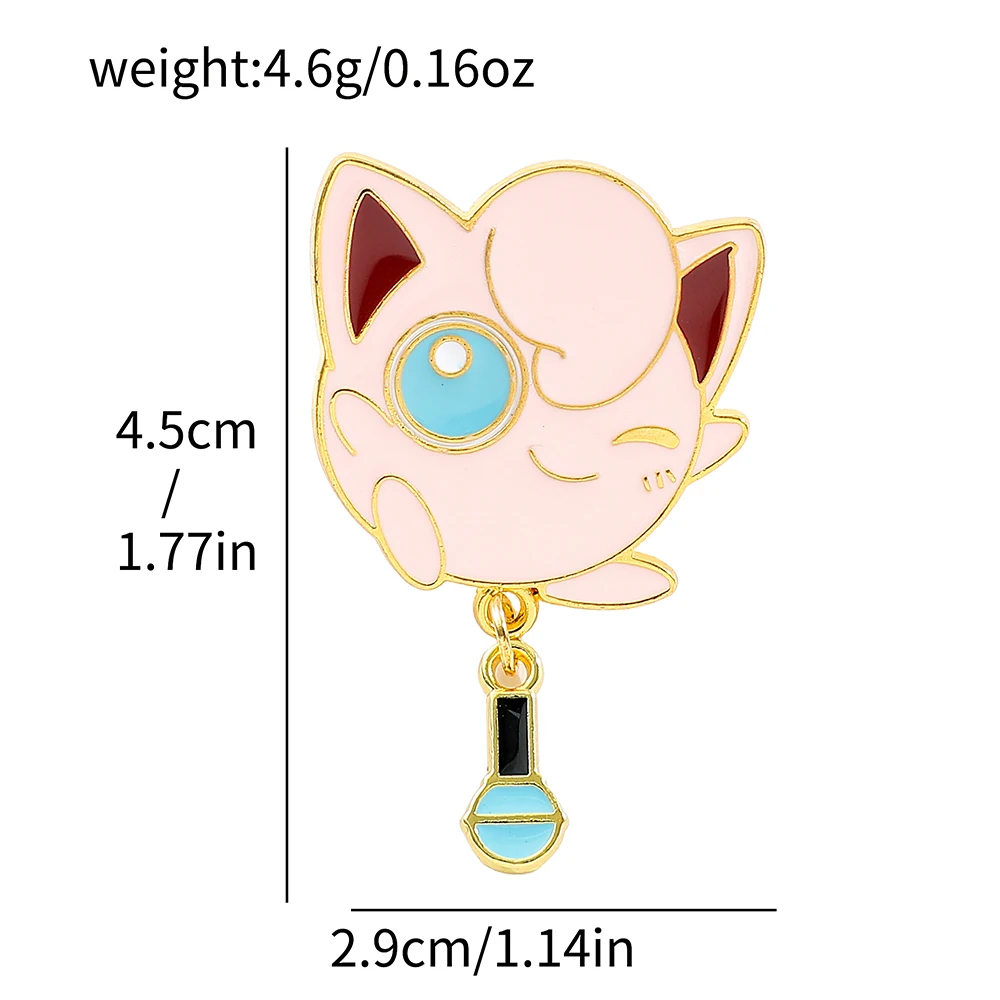 Mew Snorlax Emaille-Anstecknadeln mit Pokeball-Anhänger Cartoon-Metallabzeichen für Rucksack Kleidung Deko Fan-Geschenk – Detail 5