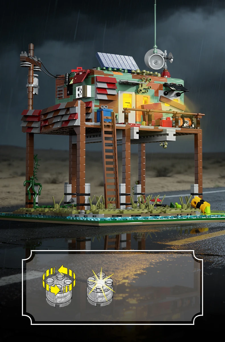 Kreativer Klassischer Filmszenen-Baustein: Weltuntergang-Kontaktstation, Konstruktionsbaustein, Lehrreiches Spielzeug mit Licht als Geschenk – Detail 7