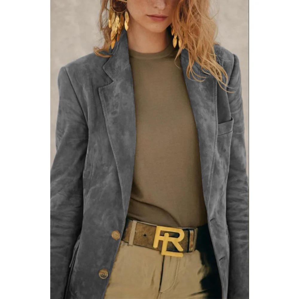 Veste Slim en Faux Daim pour Femme, Blazer Confortable, Mode Décontractée, Vêtements Tendance, Nouveau, 2024