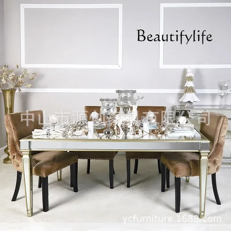 

Dining room furniture light European glass table decoration mirror manufacturer dining table gold decorative