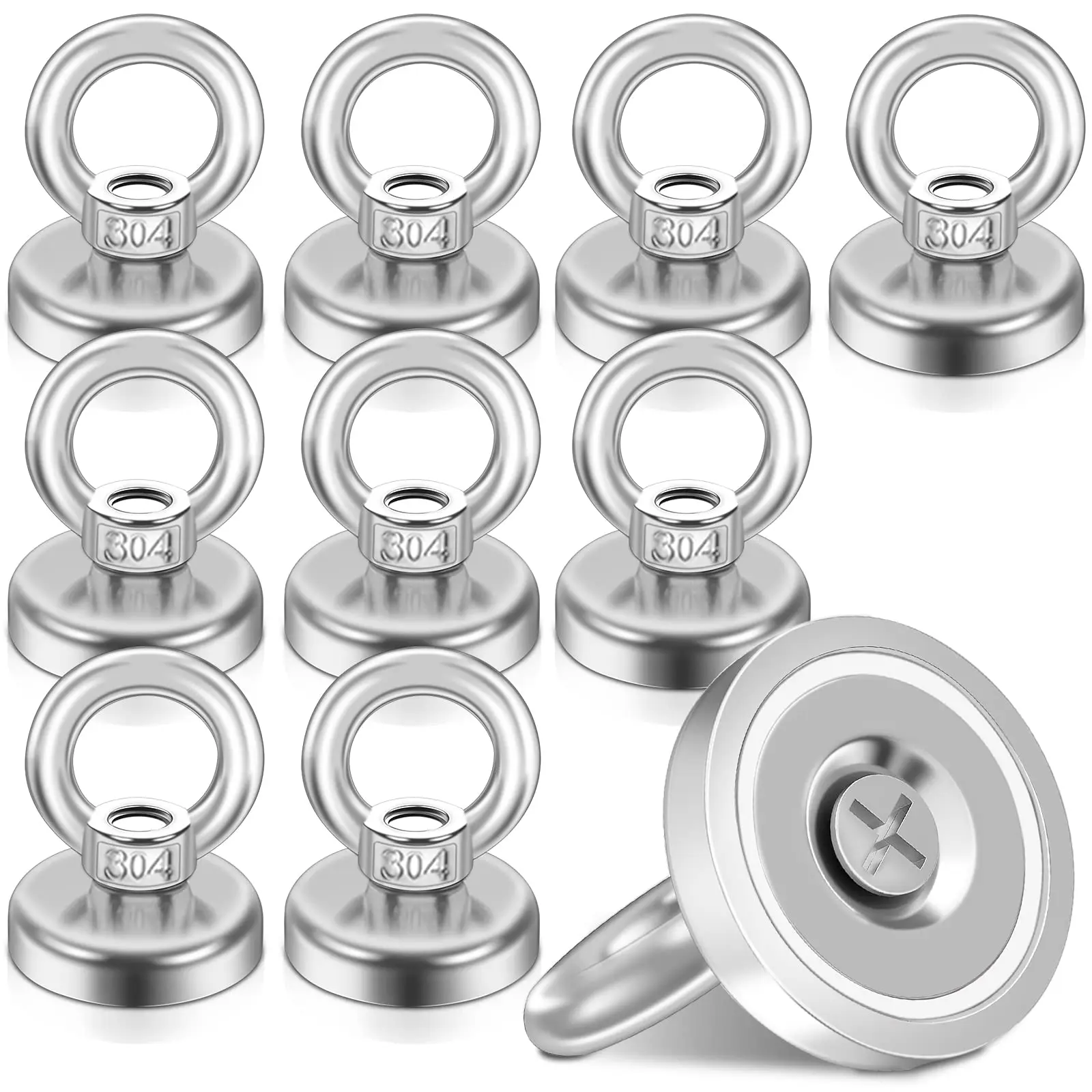 16mm Neodymium Disc Magnets with Holes in the Center Strong Magnets with Rings,  Magnetic Hooks Heavy Duty for Kitchen Hanging