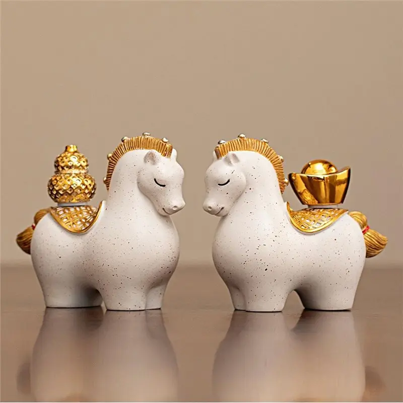 【ALLOWANCE】For Collectors Home For Home Decoration 2026 Horse Statue 2 Pieces Chinese New Year New Year Mascot Statue Photograph