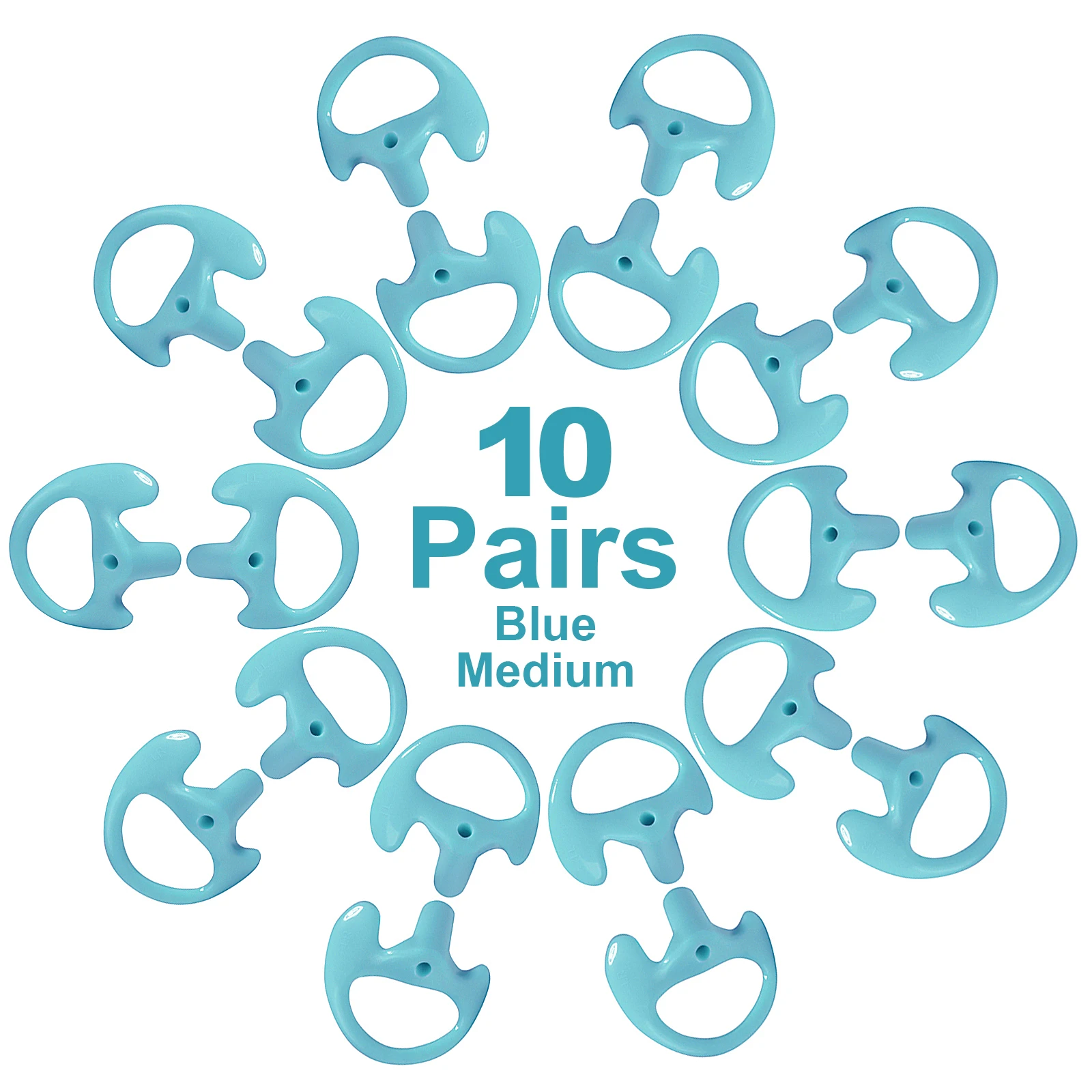 귀 몰드 교체 소프트 실리콘 이어 피어 삽입 이어몰드 양방향 라디오 어쿠스틱 코일 튜브 이어폰(10쌍-미디엄 블루)