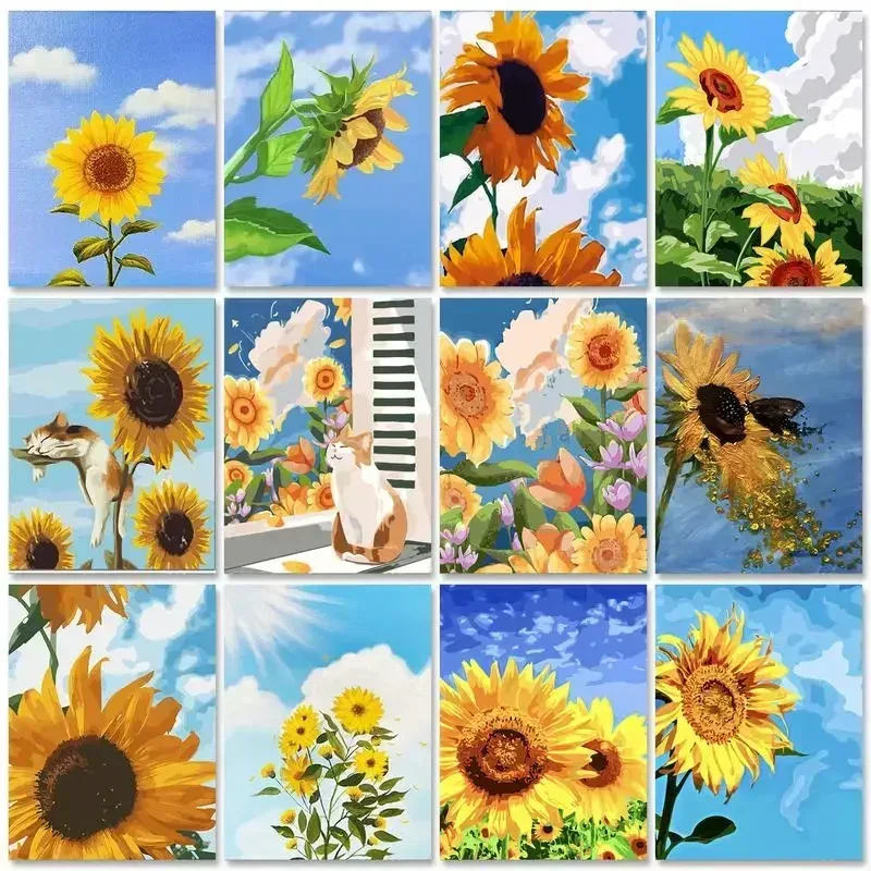 

125876 Oil Paint by Numbers Hand Painting Sunflower Drawing by Numbers DIY Painting Numbers Original Gifts for Kids