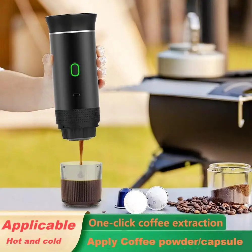 Wireless Electric Portable Espresso Coffee Machine for Car & Home Camping Coffee Maker 3-in-1 Capsule Powder Travel Coffee Maker