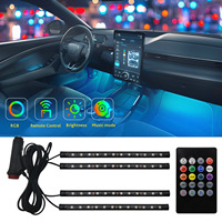 Neon 48 LED Car Interior Ambient Foot Light with USB Wireless Remote Music APP Control Auto RGB Atmosphere Decorative Lamp