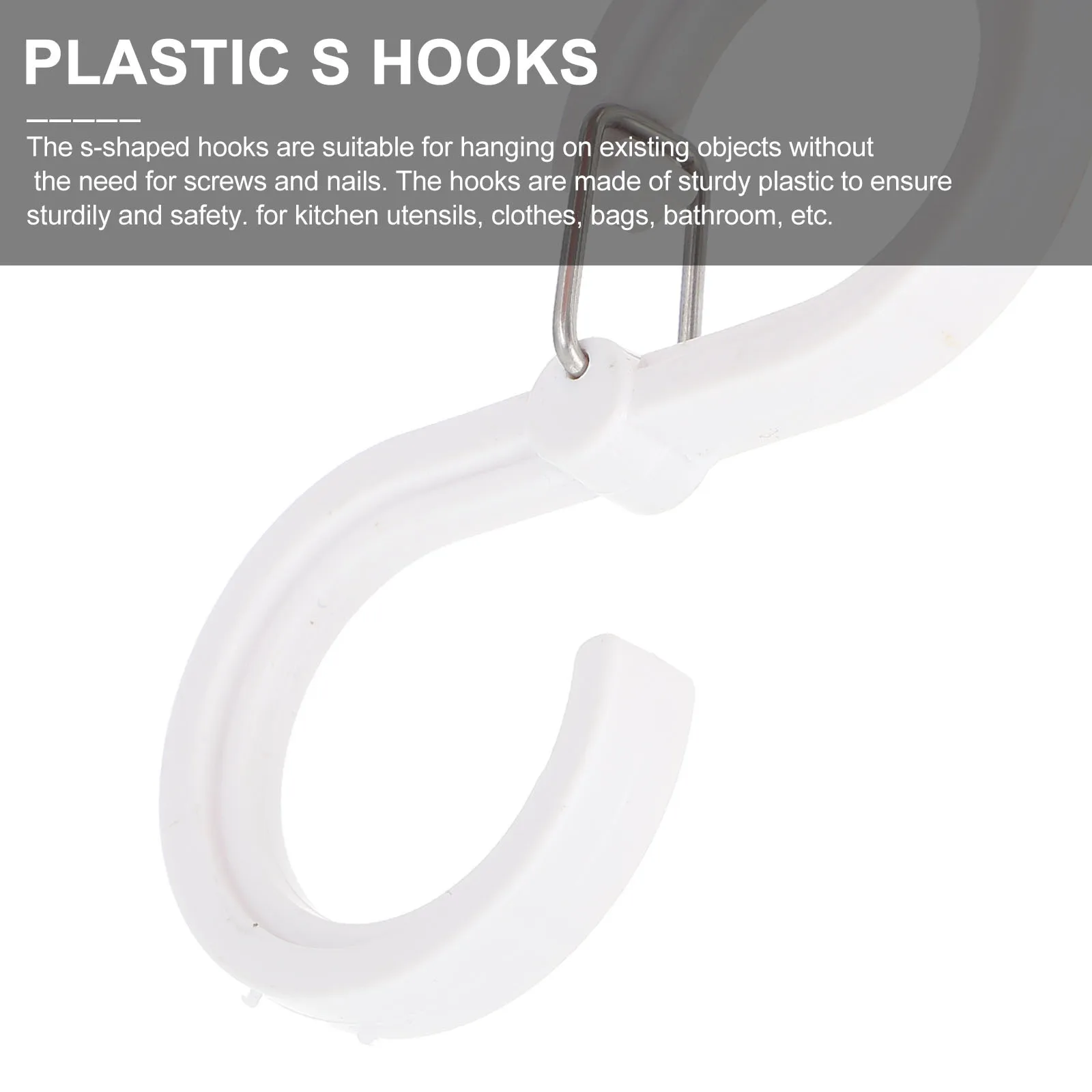 

8Pcs Plastic S Hooks Punch-Free Hanging Hooks for Kitchen Clothes Bags Bathroom Hook