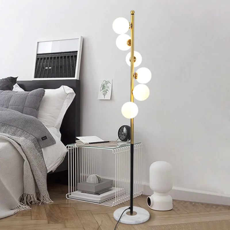 Modern Standing Floor Lamp Living Room Decor Personality Glass Ball Vertical Floor Lamp