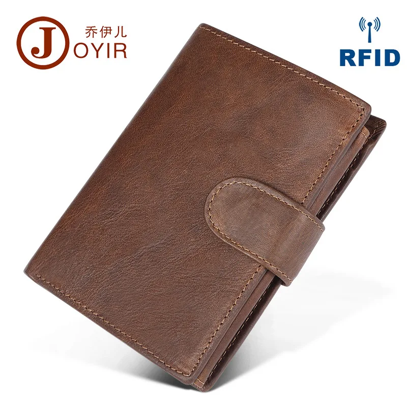 Multi-Function Leather Vintage Crazy Horse Leather Wallet Short Business And Leisure Travelers Short Multi-Card   Men Purse