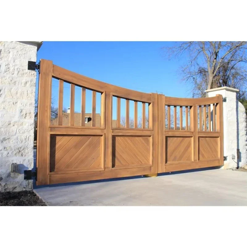 Villa Wood Lacquer Manor Gate Automatic Aluminum Lane Gate