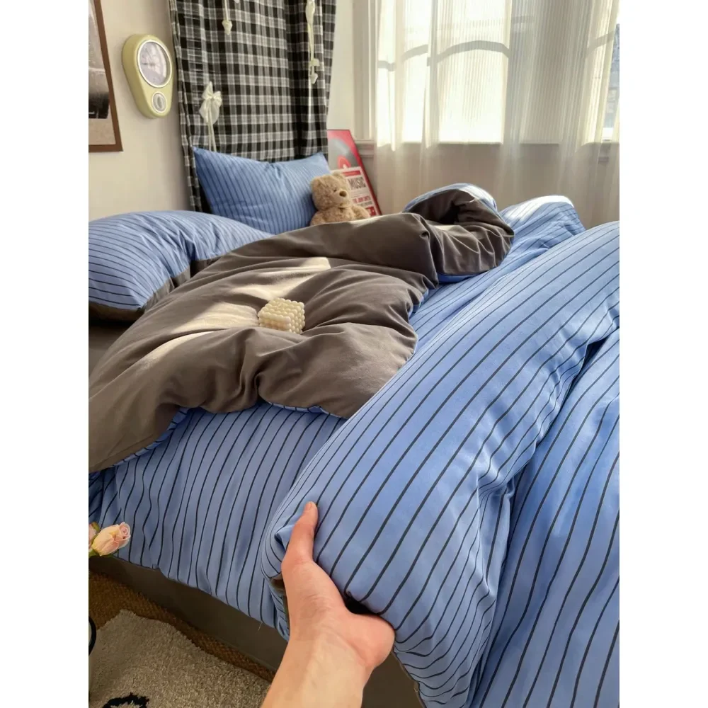 

3pcs Floral, Bow, Striped Plaid Pattern Duvet Cover Set, 1 Duvet Cover 1 2 Pillowcases, Soft Breathable Washable Fabric, Suitab