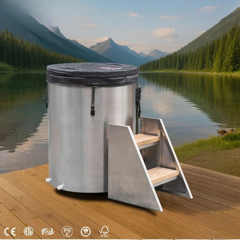 China Ice Bath Steel Ice Bath 316 Stainless Steel Barrel Cold Plug Hot Tub Combination Unit  ization
