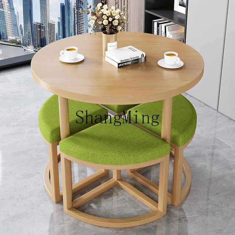 

SM simple reception negotiation table and chair combination can be stored balcony leisure modern home small round table